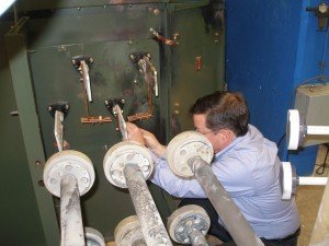 Jim is setting up an arc flash test.